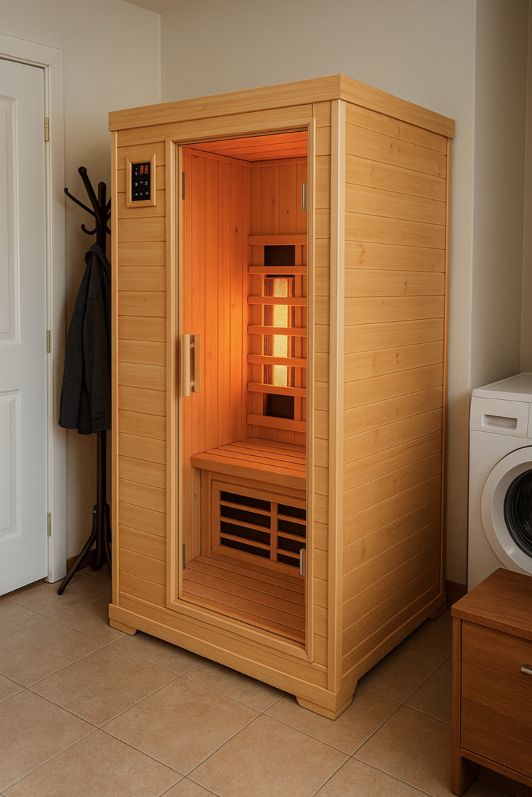 Rozmístění sauny v bytě – doporučené minimální odstupy.